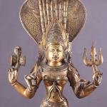 19" Pure Brass Goddess Mariamman Statue - Divine Hindu Protector of Rain, Health & Fertility